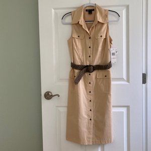 Jones New York Button Down Sleeveless Shirtdress with Braided Belt - Size 6